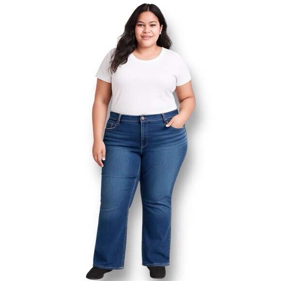 Torrid 22S-26S Trio Fit Slim Bootcut Blue Jeans Stretch High Rise Dark Wash - Picture 1 of 10